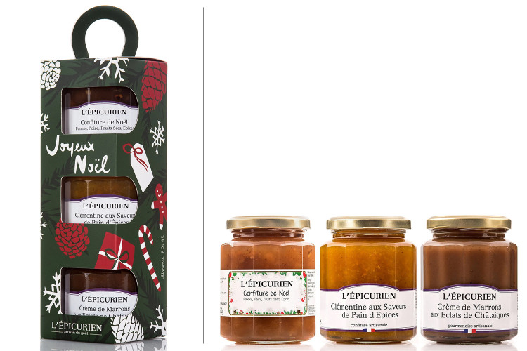 Coffret L'&Eacute;picurien Joyeux No&euml;l - 3 confitures de 125g