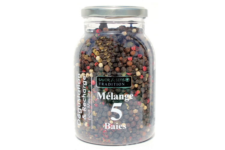 Recharge poivre m&eacute;lange 5 baies Savor&Sens - 130g