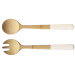 Couverts à salade Pebbly 29cm en bambou manche blanc
