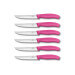 6 Couteaux à steak Victorinox lame crantée 12cm manche rose