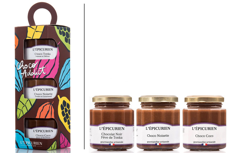 Coffret L'&Eacute;picurien Choco Addict - 3 p&acirc;tes &agrave; tartiner