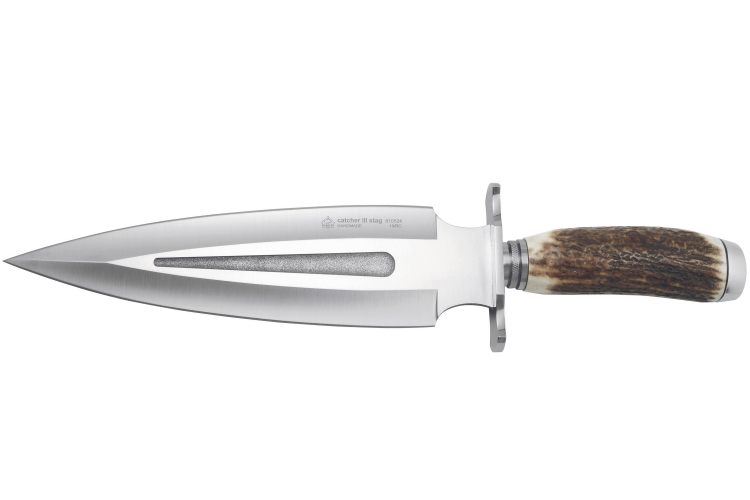 Couteau Puma IP Catcher III Stag 310524 lame 23,3cm manche bois de cerf + &eacute;tui en cuir