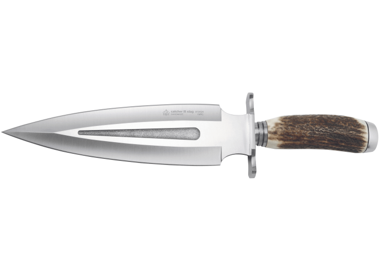 Couteau Puma IP Catcher III Stag 310524 lame 23,3cm manche bois de cerf + étui en cuir