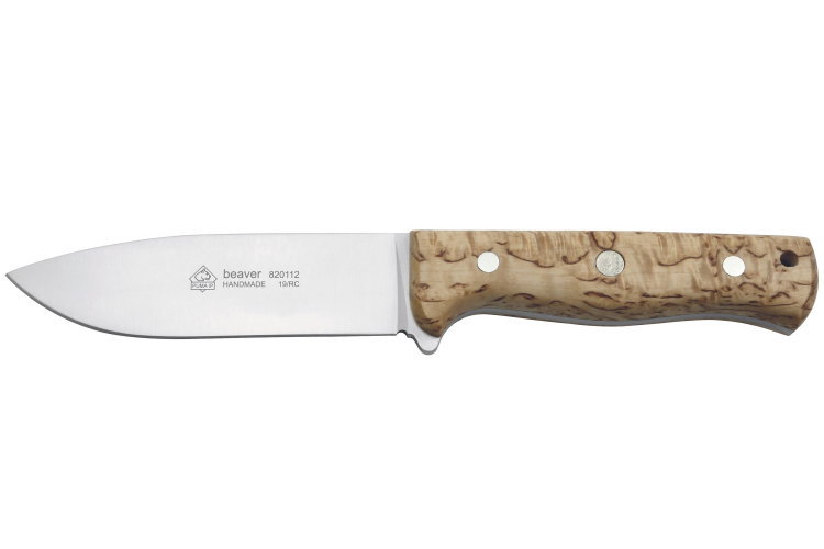 Couteau Puma IP Beaver 270112 lame 11,5cm manche bouleau + &eacute;tui en cuir