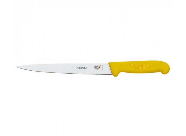 Couteau &agrave; d&eacute;nerver/filet de sole, manche fibrox jaune, lame flexible 20 cm Victorinox