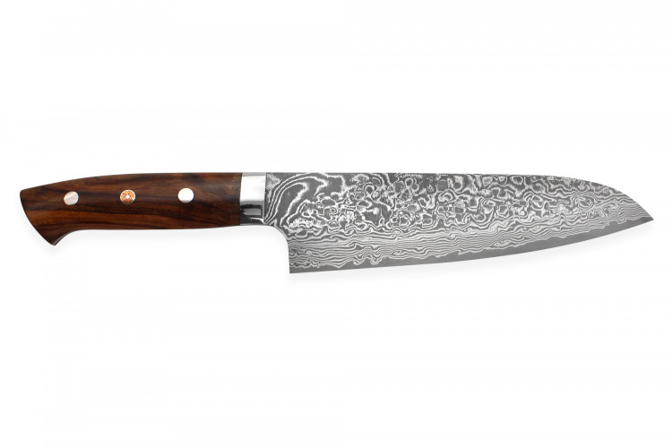 Couteau santoku japonais Takeshi Saji R2 Damas Mosa&iuml;que 17,5cm