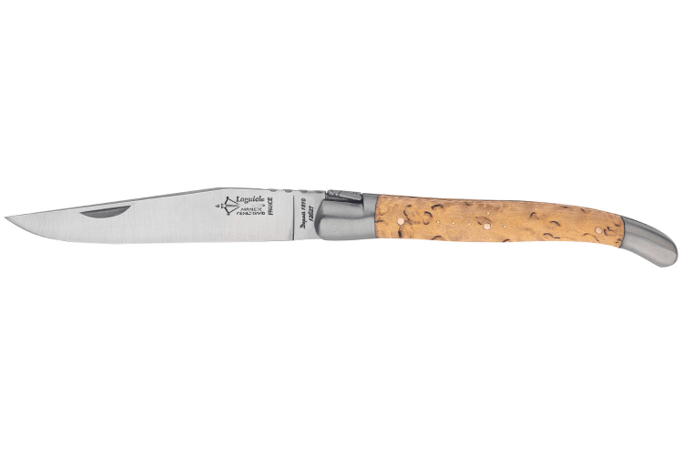 Couteau pliant Laguiole G.DAVID 4512 manche en bois de bouleau avec deux mitres en inox mat