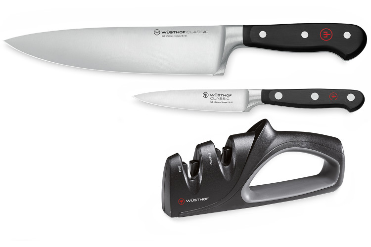 Coffret 2 couteaux forg&eacute;s + aiguiseur W&uuml;sthof Classic &eacute;dition reconditionn&eacute;