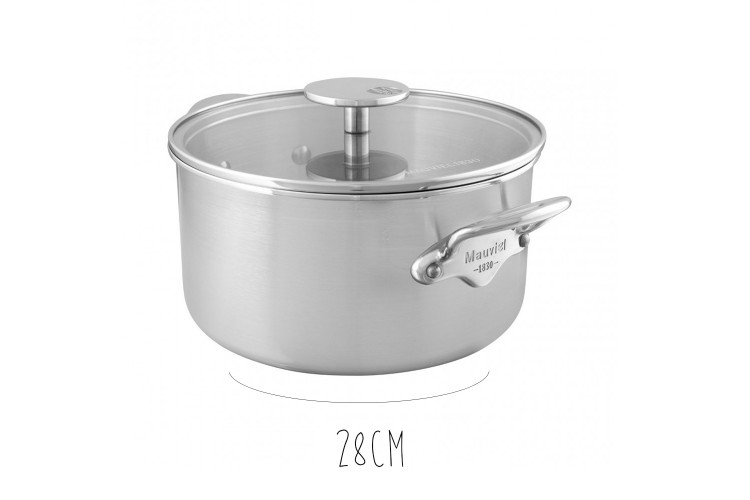 Cocotte Mauviel M'Urban3 en inox avec couvercle en verre