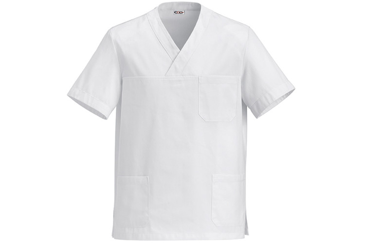 Veste de cuisine unisexe Egochef Leonardo blanche 100% coton &agrave; manches courtes M reconditionn&eacute;