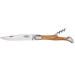 Couteau pliant Laguiole G.DAVID 3732 manche en olivier avec mitres en inox mat et tire-bouchon