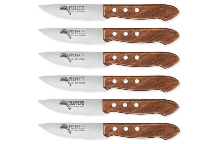 Coffret 6 couteaux à steak Trappeur Au Nain lames dentelées - Qualité française