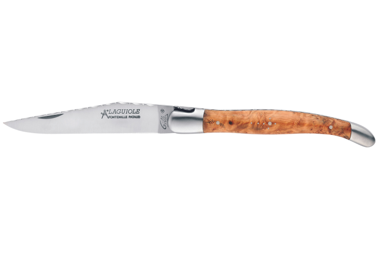 Couteau pliant Laguiole GILLES 5612 manche en gen&eacute;vrier 12cm avec mitre mate