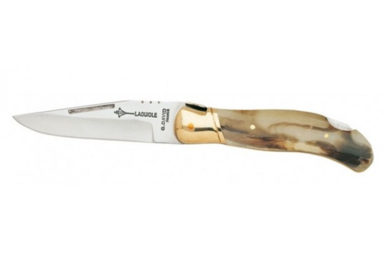 Couteau pliant Laguiole G.DAVID 702 manche fa&ccedil;on corne blonde 12cm 