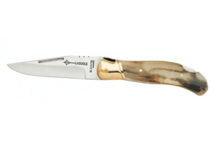 Couteau pliant Laguiole G.DAVID 702 manche façon corne blonde 12cm