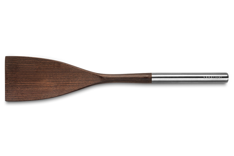 Spatule de cuisine Sabatier en h&ecirc;tre vieilli 34cm embout inox