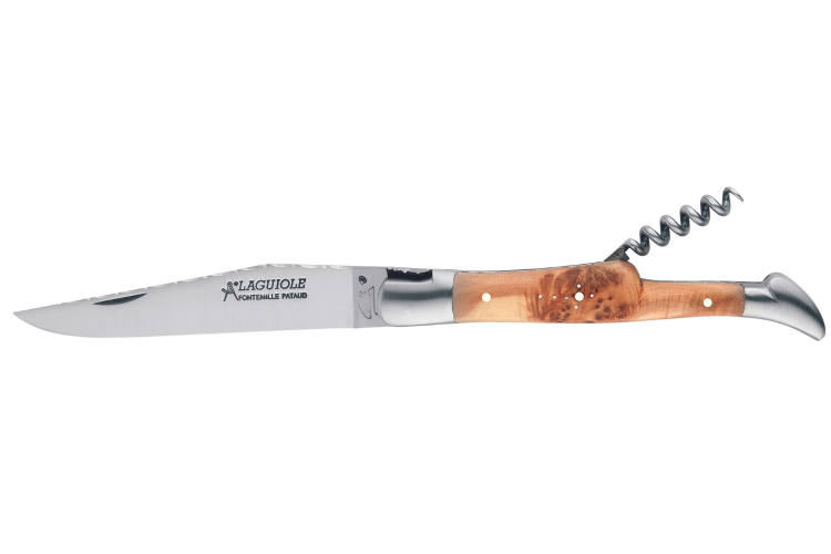 Couteau pliant Laguiole GILLES 8612 manche gen&eacute;vrier 12cm avec tire-bouchon