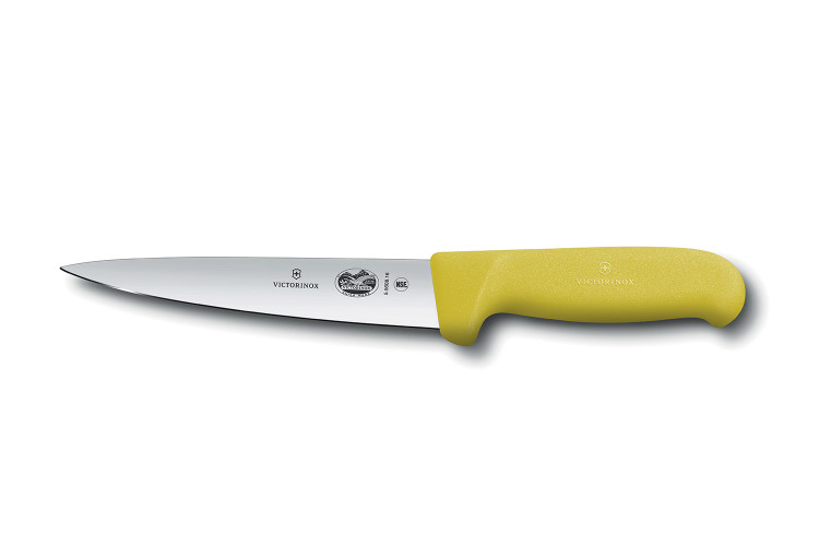 Couteau &agrave; d&eacute;sosser et &agrave; saigner Victorinox 5.5608.14 lame 14cm manche en fibrox jaune