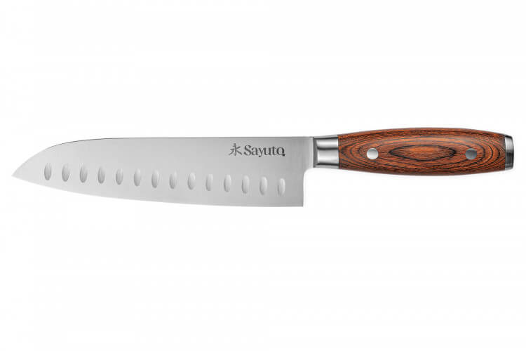 Couteau santoku Sayuto Pakka X50 alvéolé 18cm