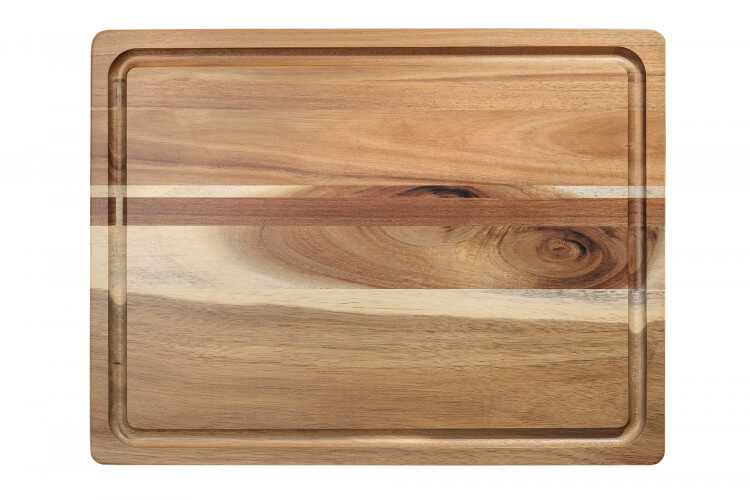Planche à découper Wusaki en acacia double face avec rigoles 41x31cm