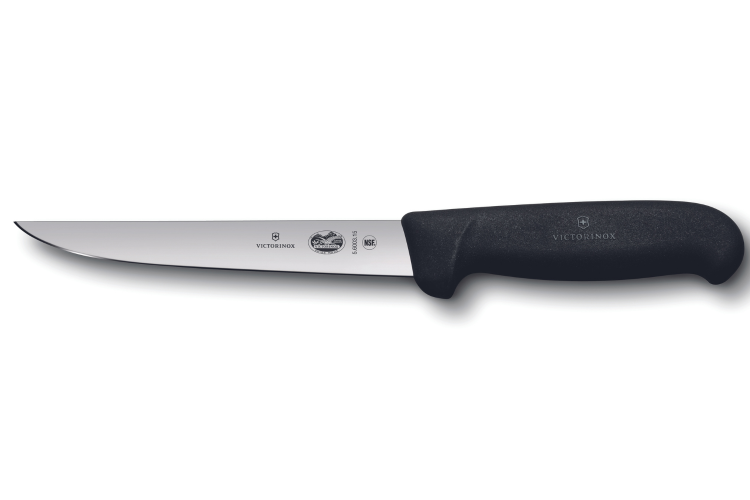 Couteau &agrave; saigner/d&eacute;couper Victorinox 5.6003.15 lame 15 cm manche fibrox noir