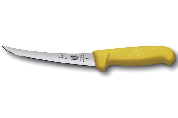 Couteau &agrave; d&eacute;sosser Victorinox 5.6618.15 lame flexible 15cm manche fibrox jaune