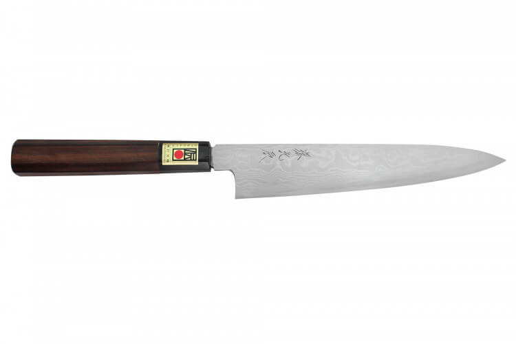 Couteau éminceur japonais artisanal haut de gamme Yoshikazu Ikeda damas Blue Steel 1 19cm
