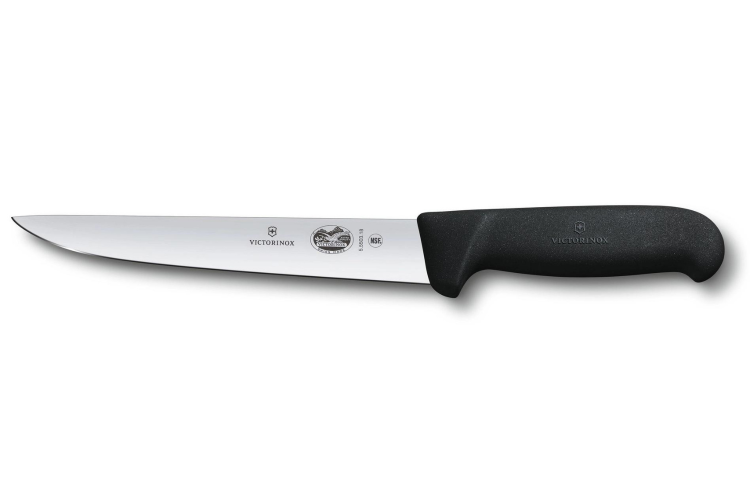 Couteau &agrave; saigner/d&eacute;couper Victorinox 5.5503.18 lame 18cm manche fibrox noir