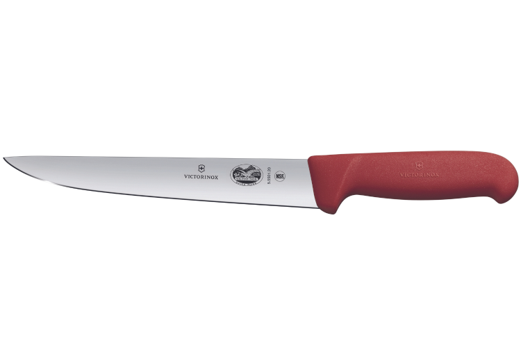 Couteau &agrave; saigner/d&eacute;couper Victorinox 5.5501.20 lame 20cm manche fibrox rouge