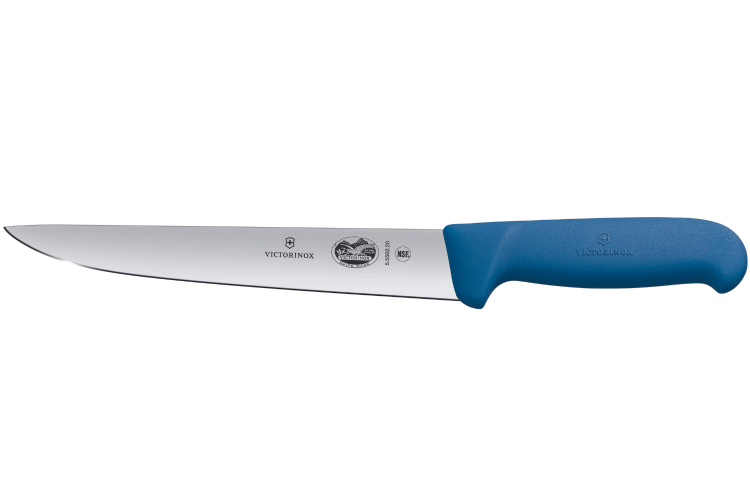 Couteau &agrave; saigner/d&eacute;couper Victorinox 5.5502.20 lame 20cm manche fibrox bleu