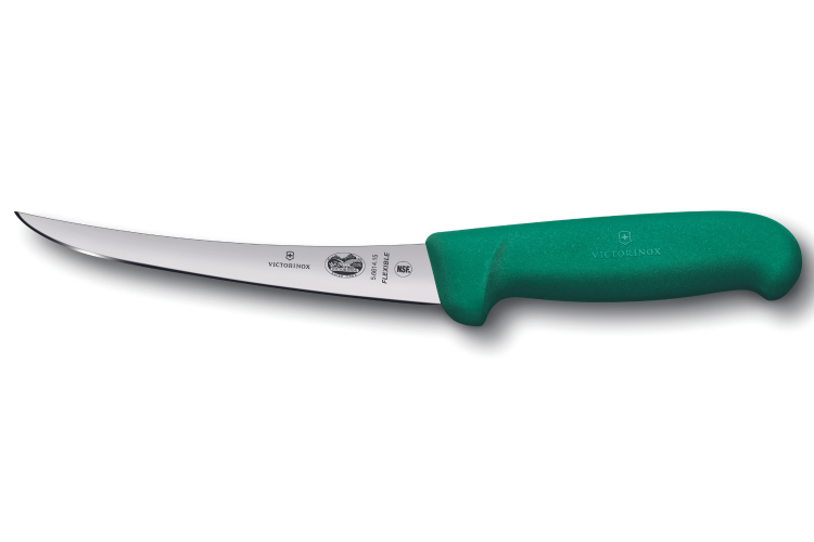 Couteau &agrave; d&eacute;sosser Victorinox 5.6614.15 lame renvers&eacute;e flexible 15cm manche fibrox vert