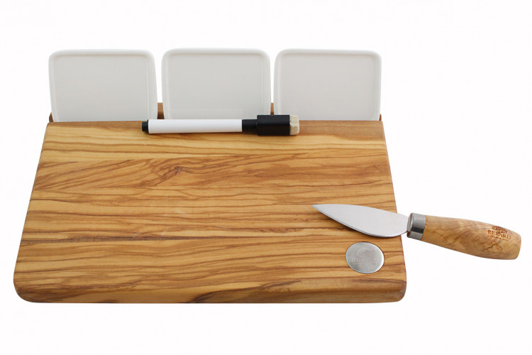 Coffret plateau &agrave; fromage avec couteau B&eacute;rard Acero en olivier