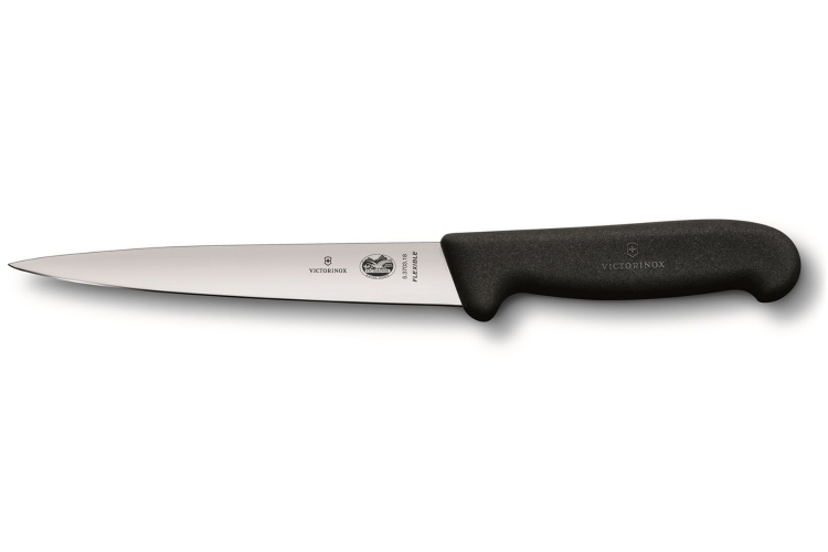 Couteau &agrave; d&eacute;nerver/filet de sole Victorinox 5.3703.16 lame 16cm manche fibrox noir