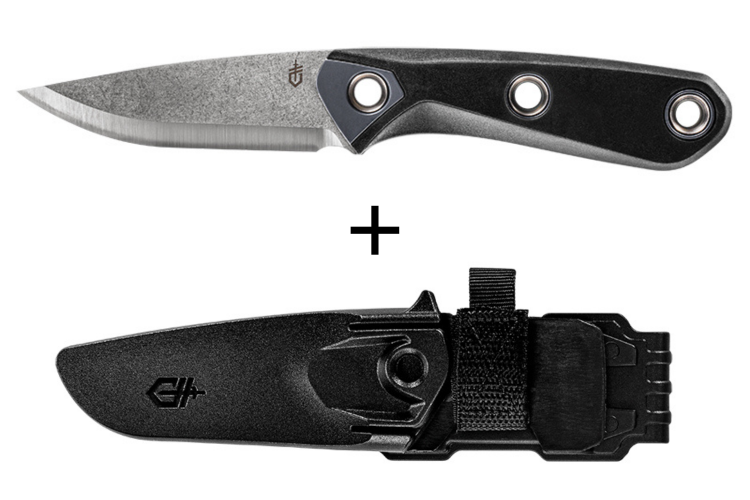 Couteau Gerber Principle Black GE001659 lame en acier 7,8cm manche caoutchouc + &eacute;tui en kydex noir