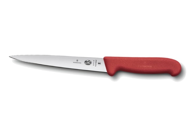 Couteau &agrave; d&eacute;nerver/filet de sole Victorinox 5.3701.20 lame 20cm manche fibrox rouge