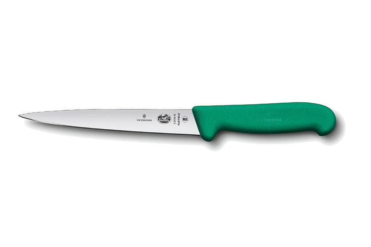 Couteau &agrave; d&eacute;nerver/filet de sole Victorinox 5.3704.20 lame 20cm manche fibrox vert