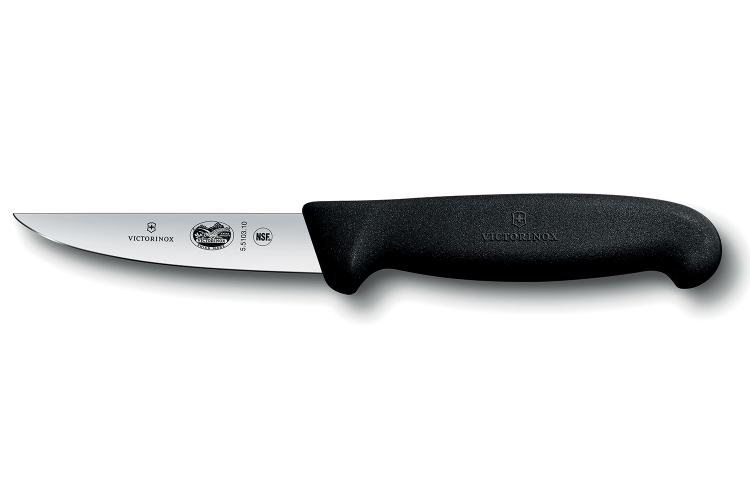 Couteau à saigner lapin/volaille Victorinox 5.5103.10 lame 10cm manche fibrox noir