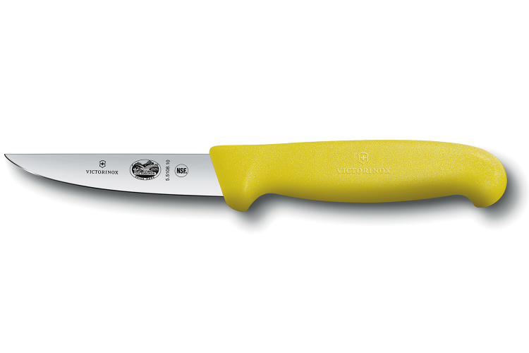 Couteau &agrave; saigner lapin/volaille Victorinox 5.5108.10 lame 10cm manche fibrox jaune