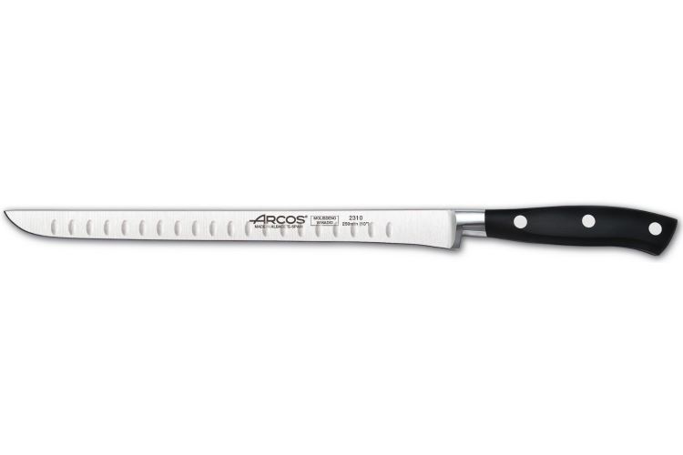 Couteau &agrave; jambon Arcos Riviera forg&eacute; lame alv&eacute;ol&eacute;e 25cm