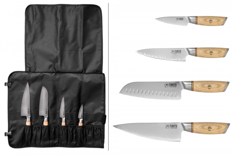 Mallette 4 couteaux de cuisine Fukito Pakka San Mai