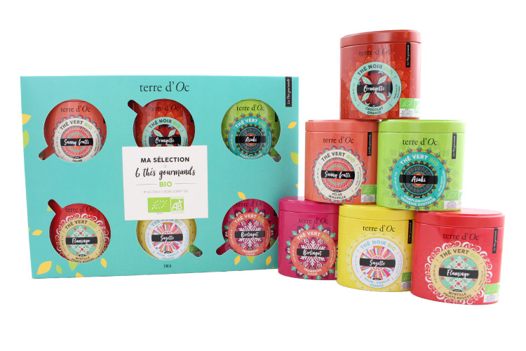 Coffret Terre d'Oc Ma collection de 6 th&eacute;s gourmands bio - &Eacute;dition 2022