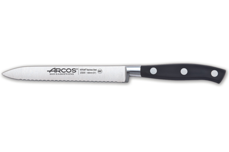 Couteau &agrave; tomates Arcos Riviera forg&eacute; lame dentel&eacute;e 13cm