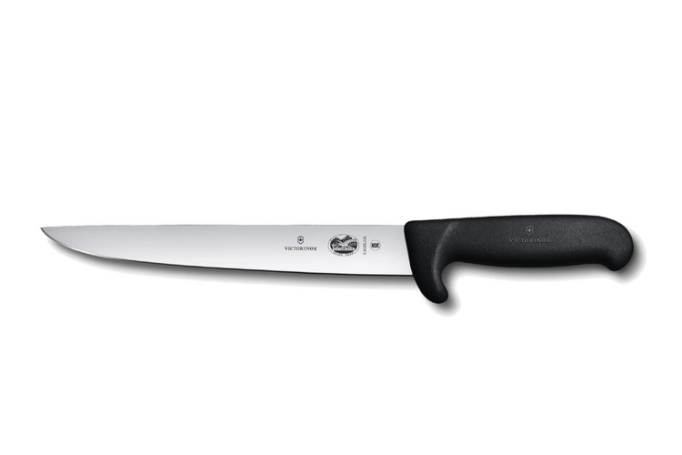 Couteau &agrave; saigner/d&eacute;couper Victorinox 5.5503.22 lame 22cm manche fibrox noir