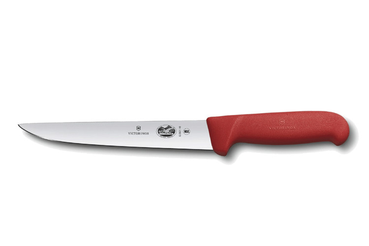 Couteau &agrave; saigner/d&eacute;couper Victorinox 5.5501.22 lame 22cm manche fibrox rouge