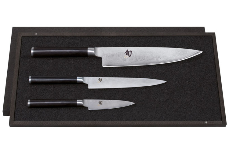 Coffret 3 couteaux japonais Kai Shun Damas