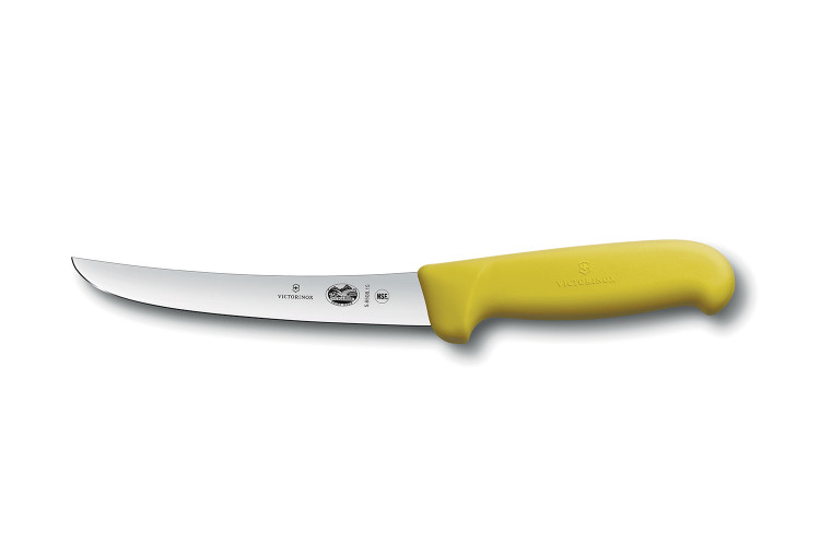 Couteau &agrave; d&eacute;sosser Victorinox 5.6508.15 lame renvers&eacute;e 15cm manche fibrox jaune