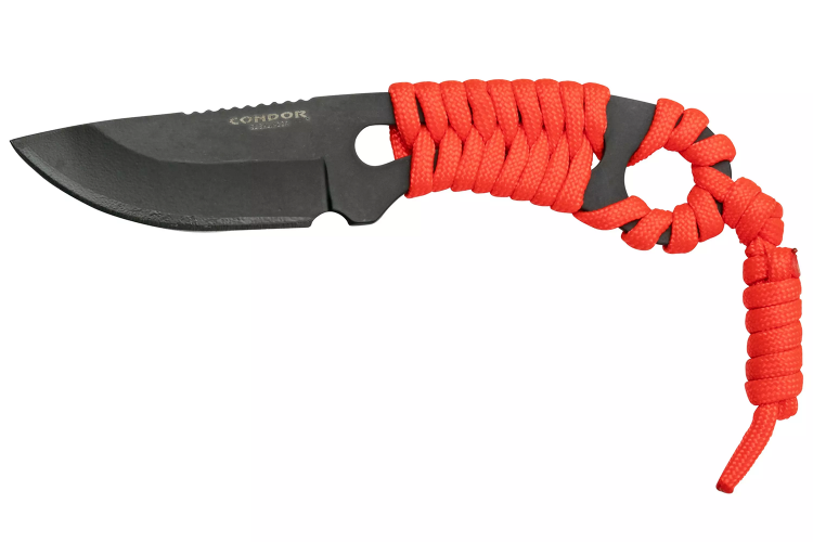Couteau de cou Condor Carlitos Neck CD60715 lame 6,4cm manche ajour&eacute; avec paracorde + &eacute;tui