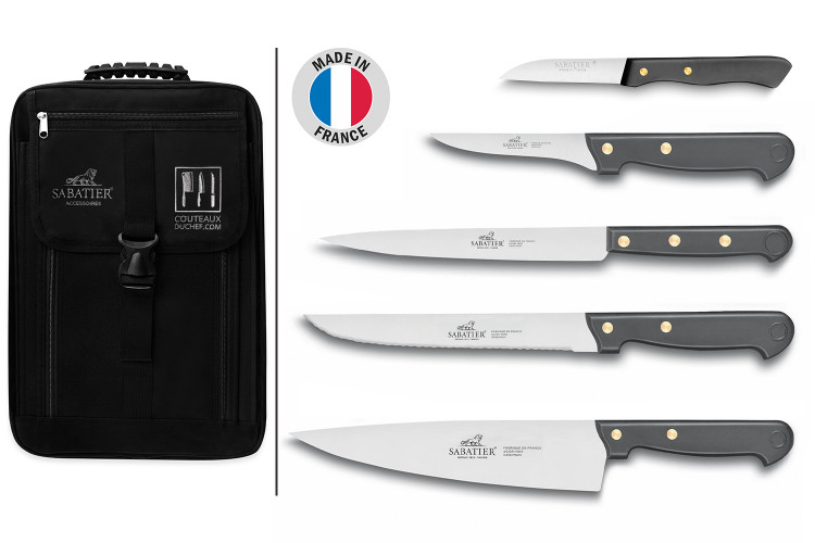 Sac sp&eacute;cial chef Sabatier Cuisine d'aujourd'hui 5 couteaux de cuisine fran&ccedil;ais - Exclusivit&eacute;
