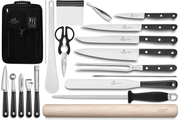 Sac spécial chef Sabatier 32 Dumas Cuisineco 4 couteaux + 14 ustensiles - Exclusivité