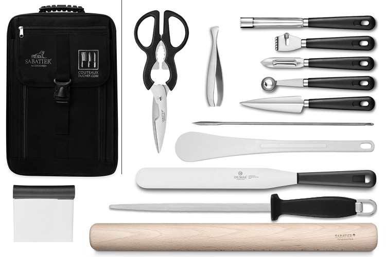 Sac sp&eacute;cial chef Sabatier avec 13 ustensiles cuisine et p&acirc;tisserie - Exclusivit&eacute;